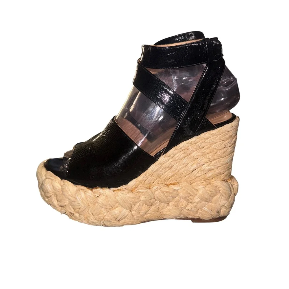 Paloma Barceló EU 40 Leather Espadrille Platform Wedge Sandals Made in Spain